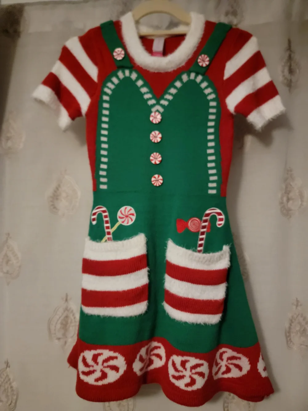 Knitted HOLIDAY ELF No Boundaries Red and White Kids Sweaterdress